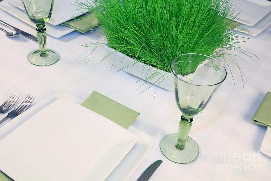 Silverware Photograph - Going Green Table Setting by Pattie Calfy
