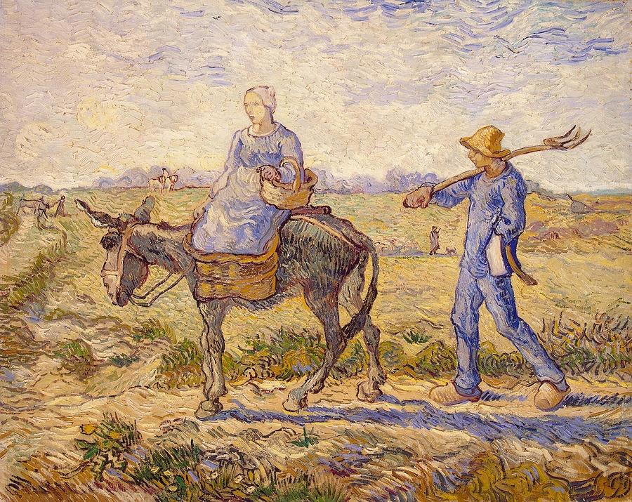 Vincent Van Gogh Painting - Going out to Work - after Millet by Vincent van Gogh