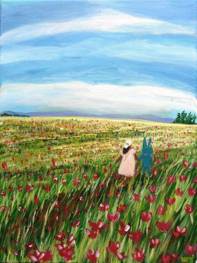 Going to Flower fields Painting by Nara - Fine Art America