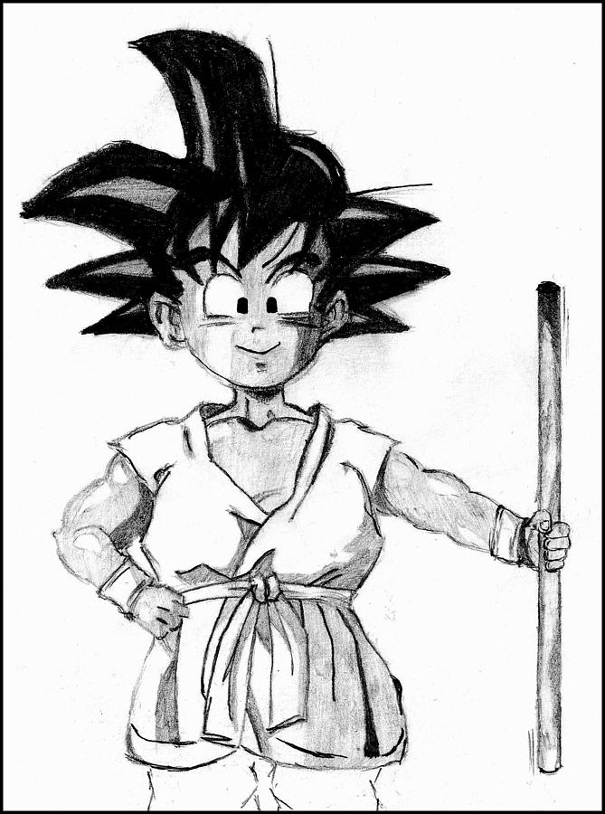 Line art Goku Super Saiyan Drawing, goku, angle, white, monochrome png |  PNGWing