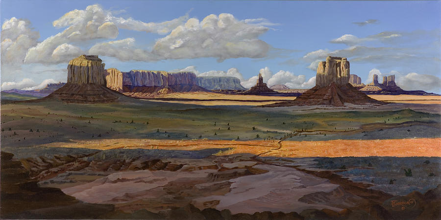 Gold Across the Valley Monument Valley Painting by Timithy L Gordon