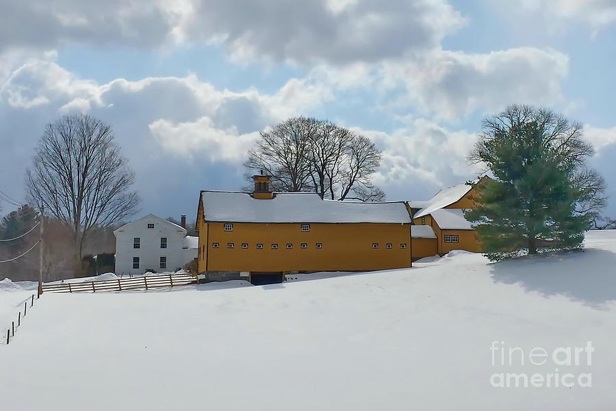 Winter Photograph - Gold Barn by Marcel  J Goetz  Sr