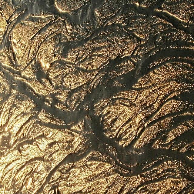 Nature Photograph - #gold #black #sand #water #shiny by The Texturologist