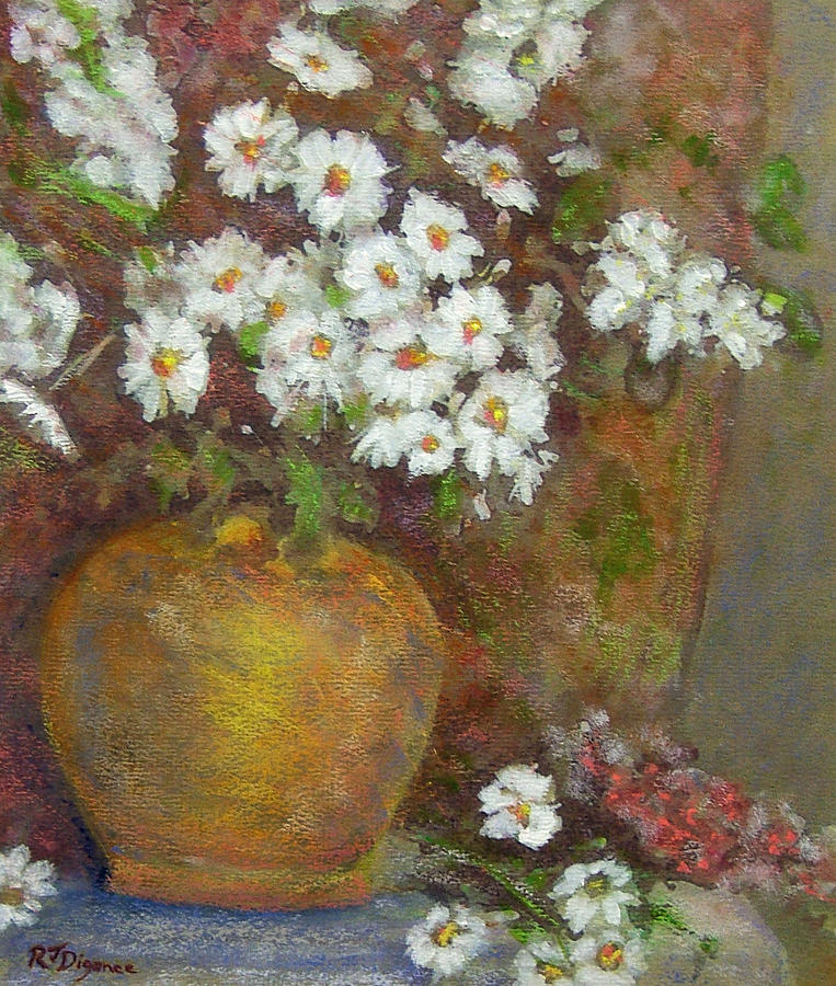 Gold Bowl and Daisies Painting by Richard James Digance