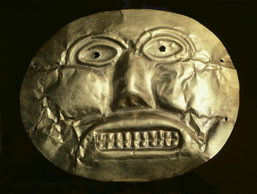 Gold Ceremonial Mask. Calima Art Photograph by Everett