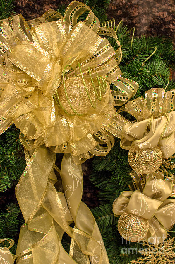 Gold Christmas Wreath Photograph by Imagery by Charly