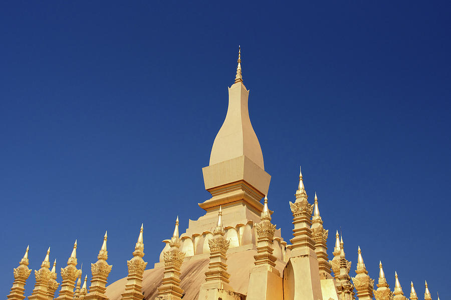 Gold Covered Buddhist Stupa,pha That Photograph by Miha Pavlin