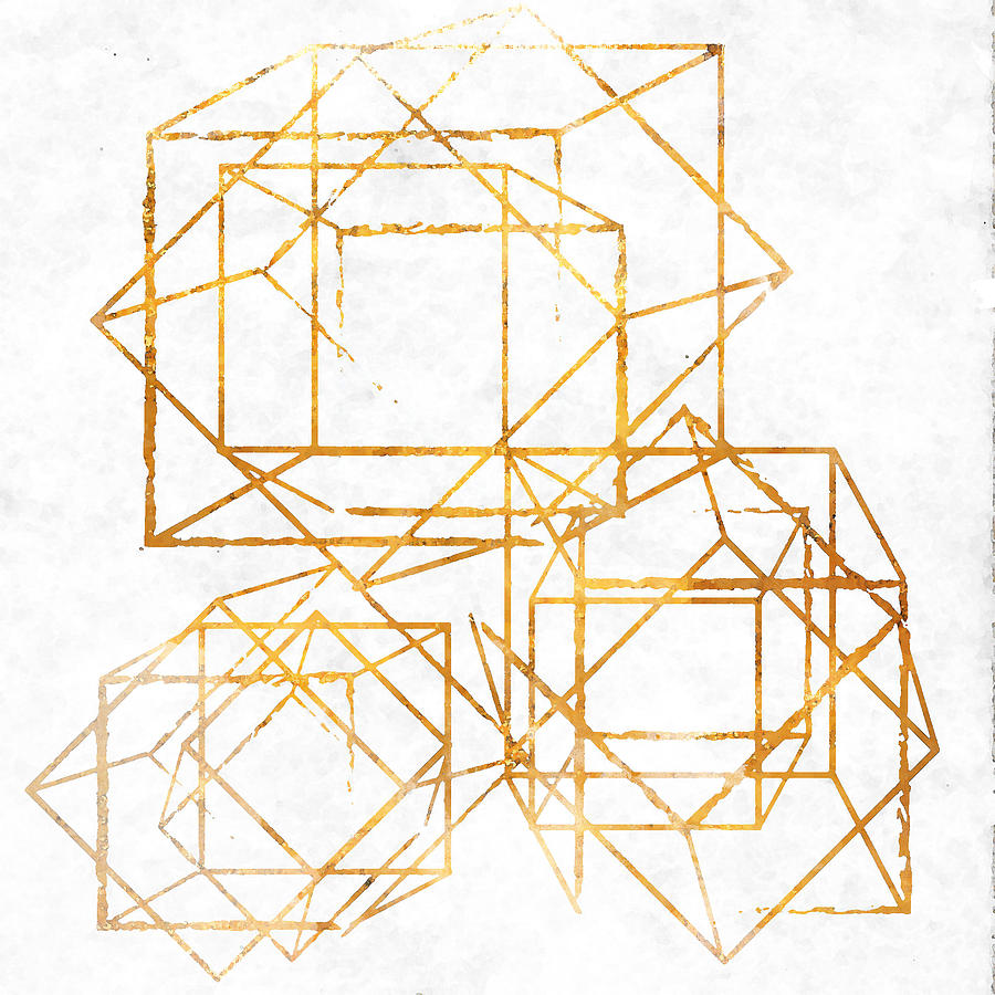 Pattern Digital Art - Gold Cubed I by South Social Studio