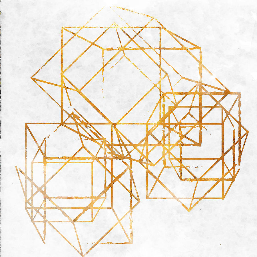 Pattern Digital Art - Gold Cubed II by South Social Studio