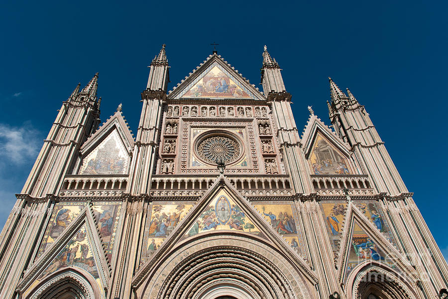 gold facade of Duomo di Orvieto Unvria Photograph by Peter Noyce