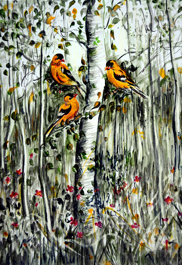 Gold Finches Painting by Harsh Malik