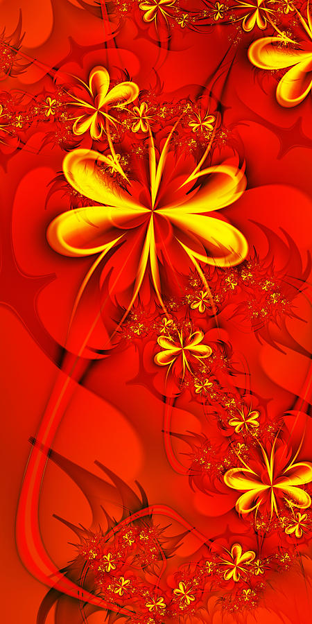 Flower Digital Art - Gold Flowers by Lena Auxier