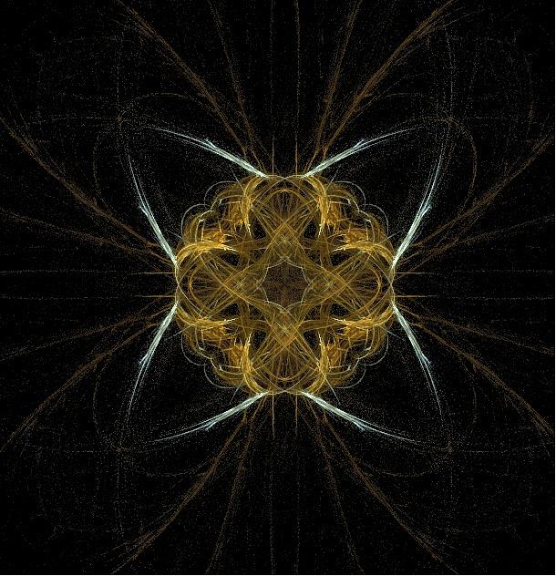 Gold Fractals Cross Painting by Bruce Nutting