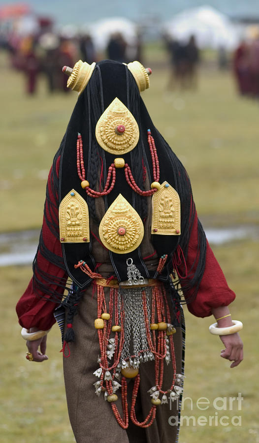 Gold Ghao Headdress -- Litang Tibet Photograph by Craig Lovell