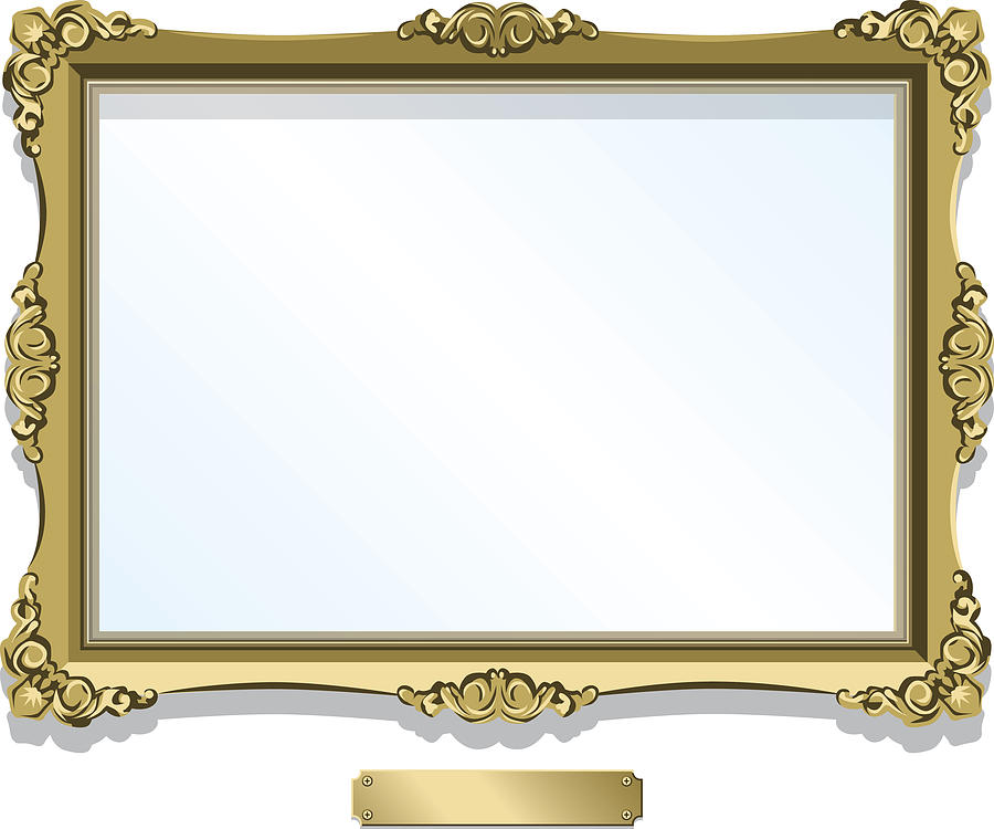 Gold gilded frame with plaque isolated on white Drawing by Captainsecret