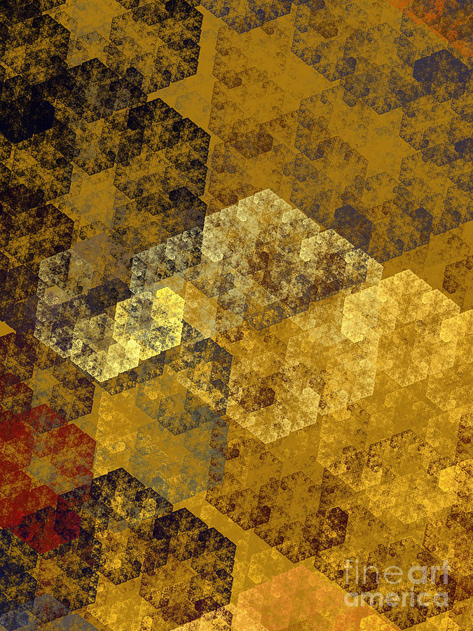 Gold Hexagon Fractal Art 1 Of 3 Digital Art by Andee Design