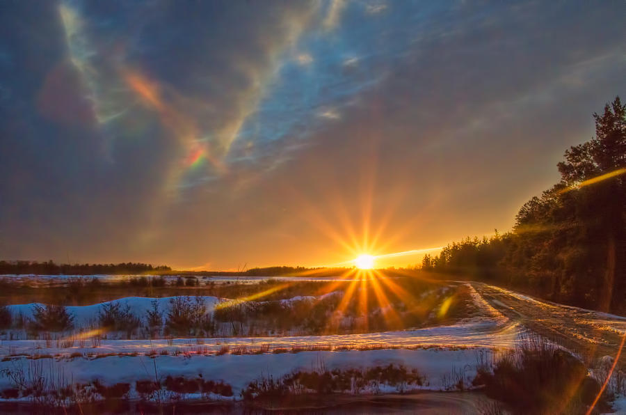 Gold Hour Sun Star in Winter Photograph by Beth Venner