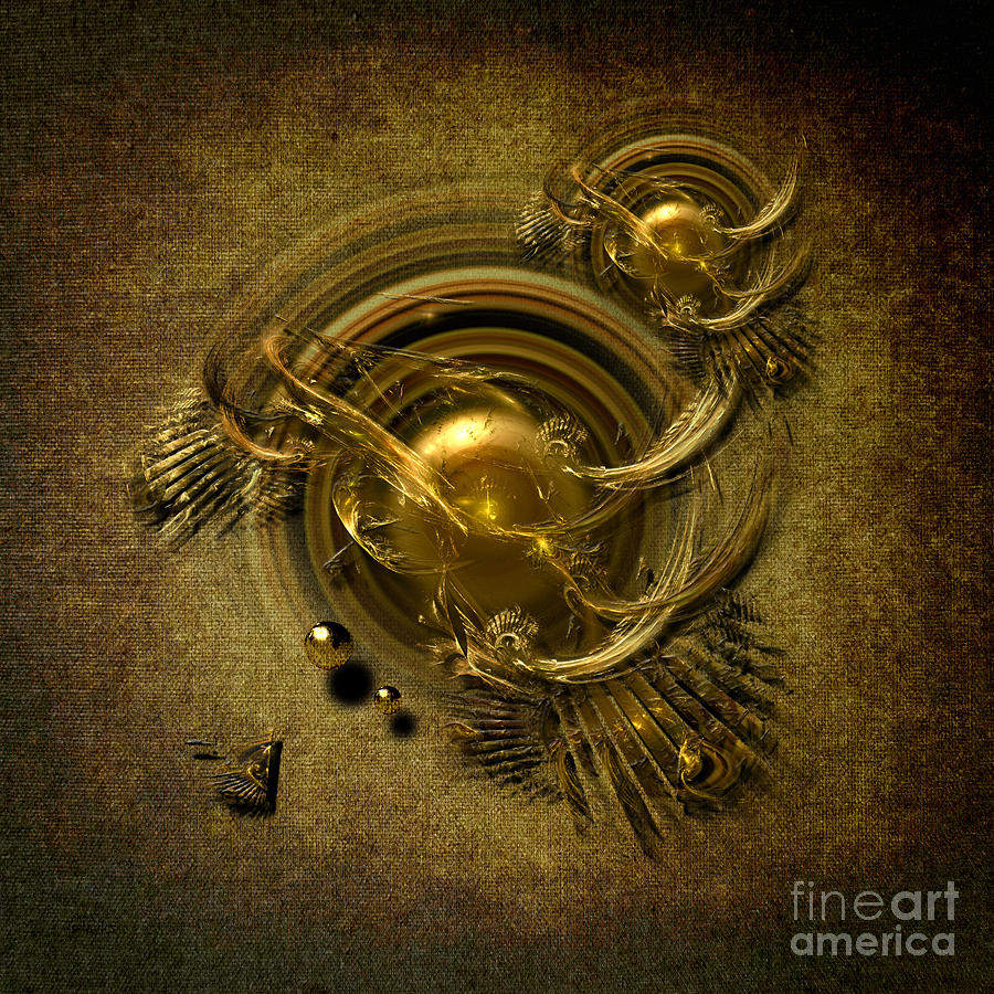 Abstract Digital Art - Gold Birds by Alexa Szlavics