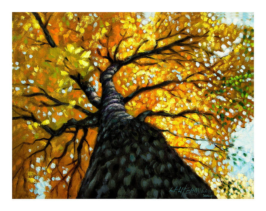 Fall Painting - Gold in Upper Branches by John Lautermilch