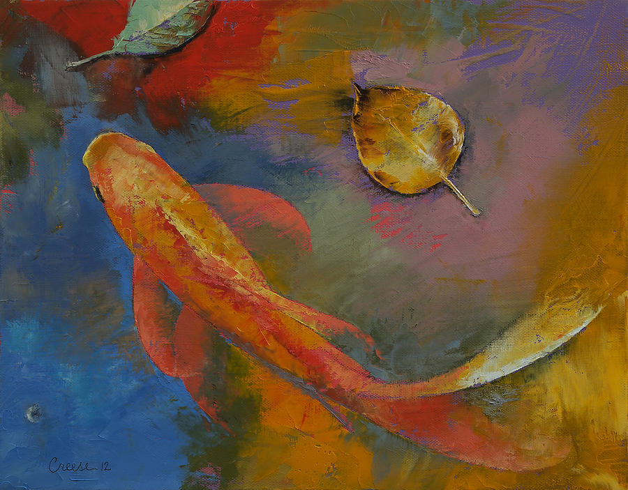 Koi Painting - Gold Leaf by Michael Creese