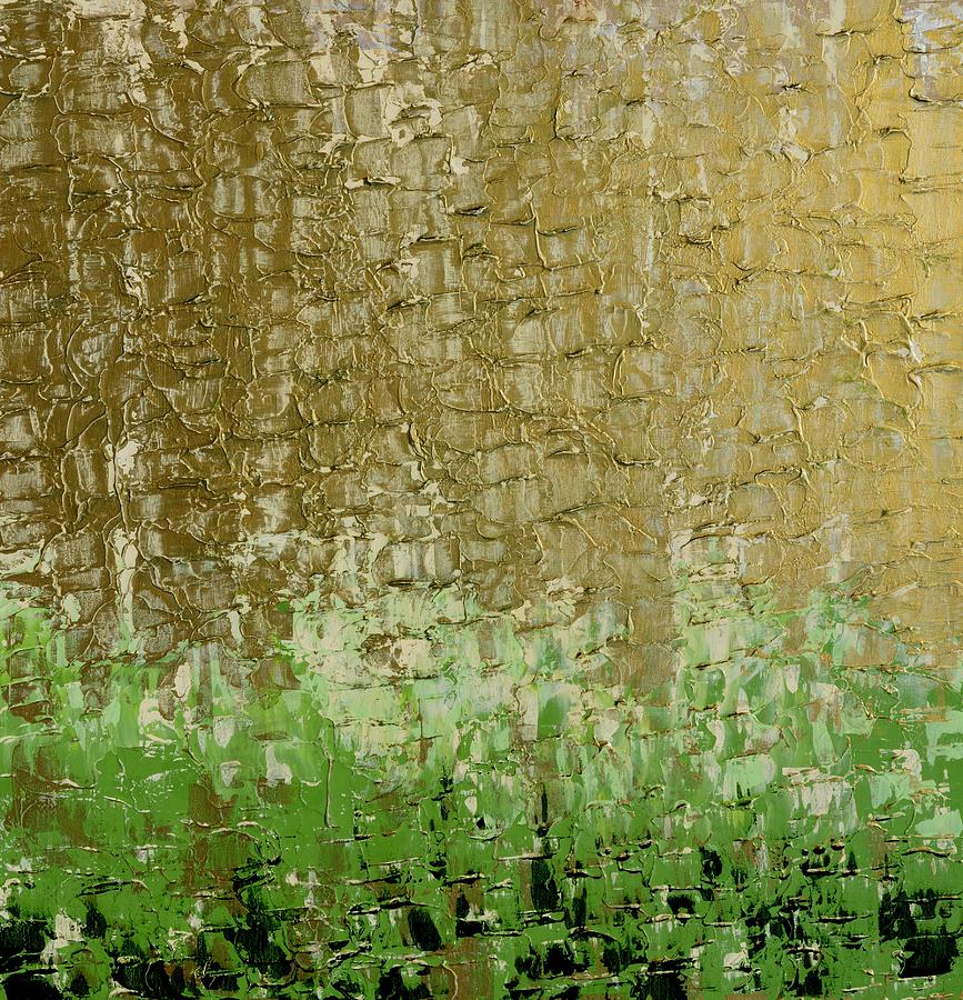 Gold Sky Green Grass Painting by Linda Bailey