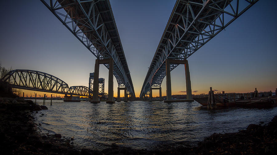 Gold Star Bridge Simple Sunset  Photograph by Kirkodd Photography Of New England