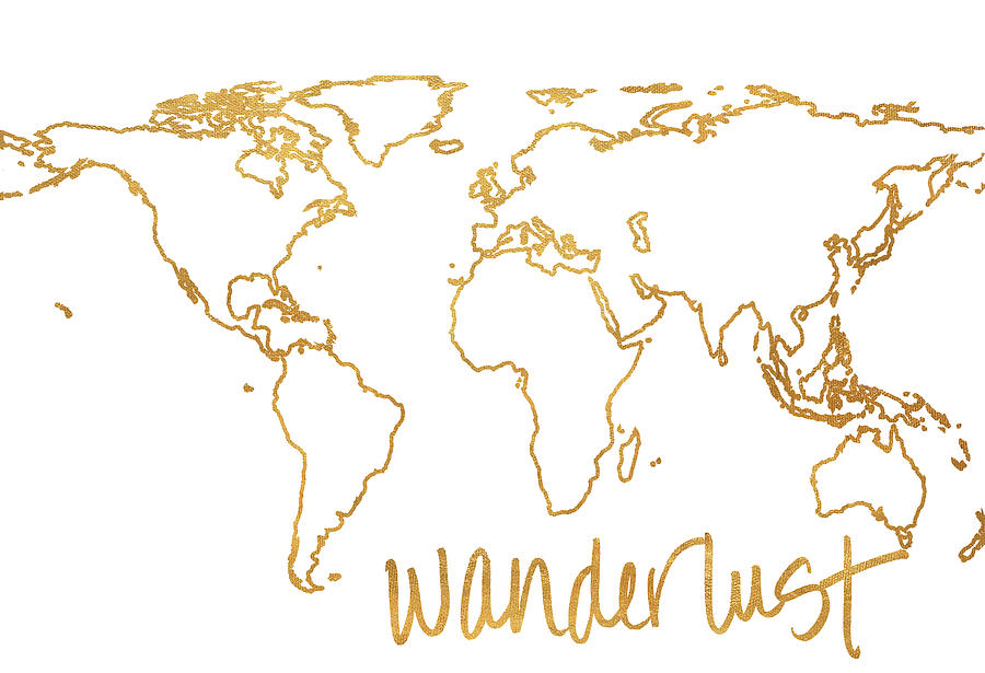 Map Mixed Media - Gold Wanderlust by South Social Studio