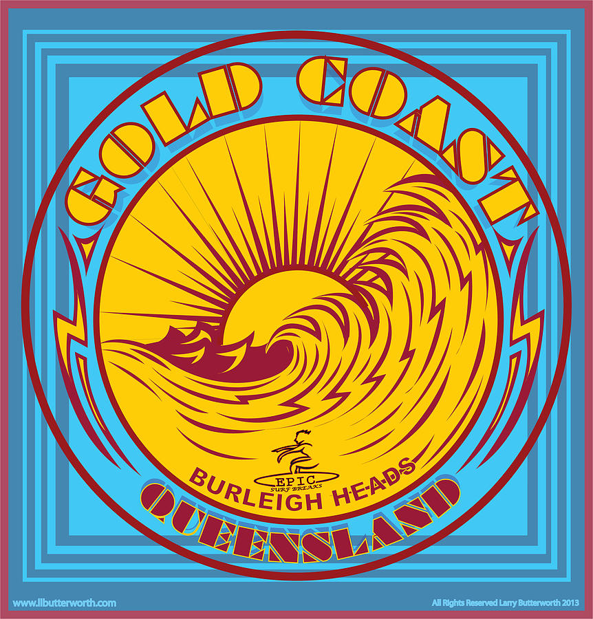 Surfing Goldcoast Queensland Australia Digital Art by Larry Butterworth