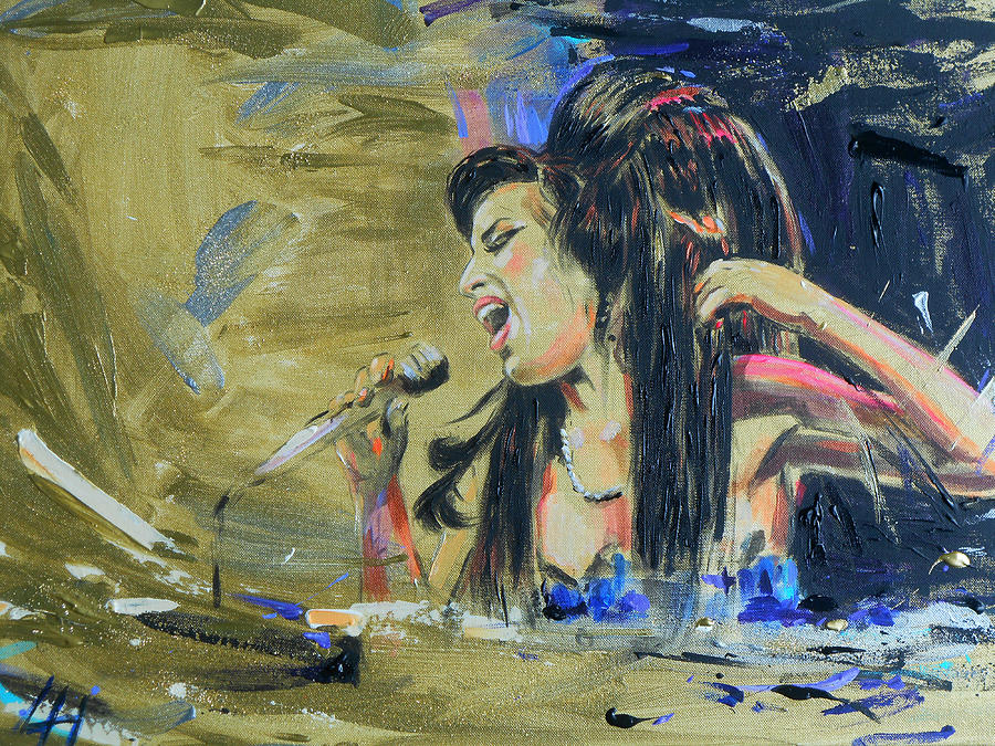 Golden Amy Painting by Lucia Hoogervorst