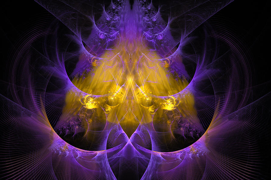 Golden and purple alien structure - abstract fractal art Digital Art by Matthias Hauser