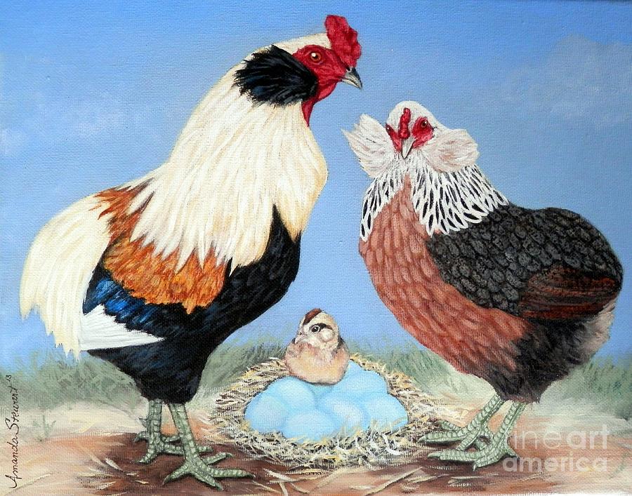Rooster Painting - Golden  Araucana SOP by Amanda Hukill