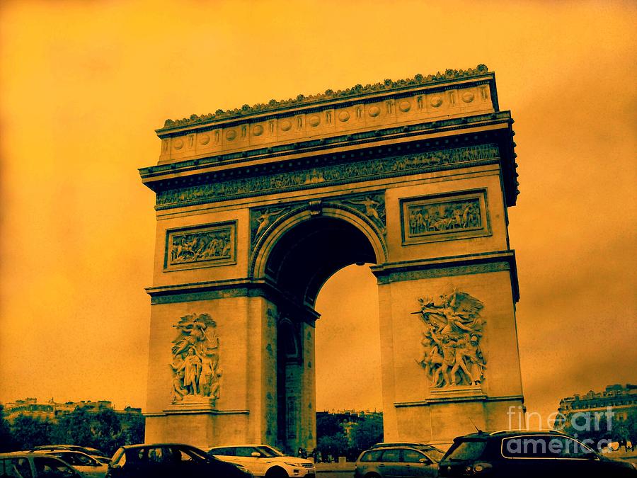 Golden Arc de Triomphe Digital Art by Marina McLain