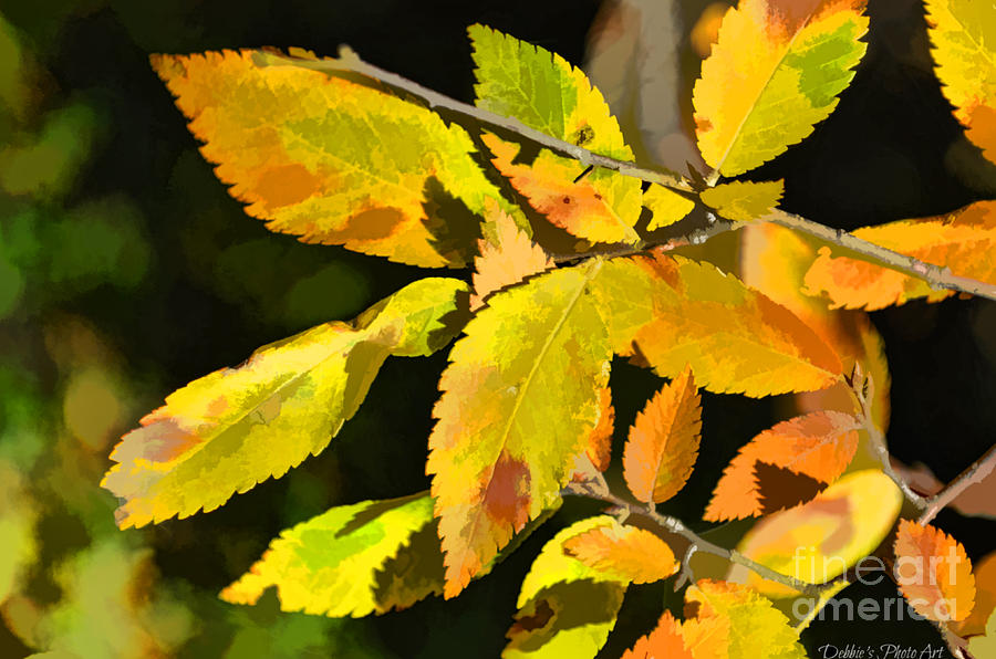 Golden Autumn Leaves - Digital Paint II Photograph by Debbie Portwood