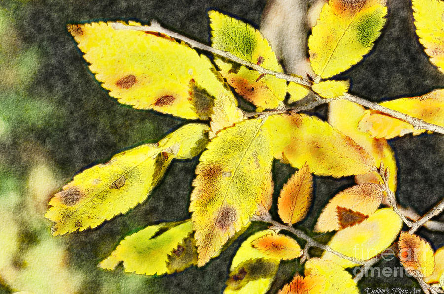 Golden Autumn Leaves - Digital Paint III Photograph by Debbie Portwood