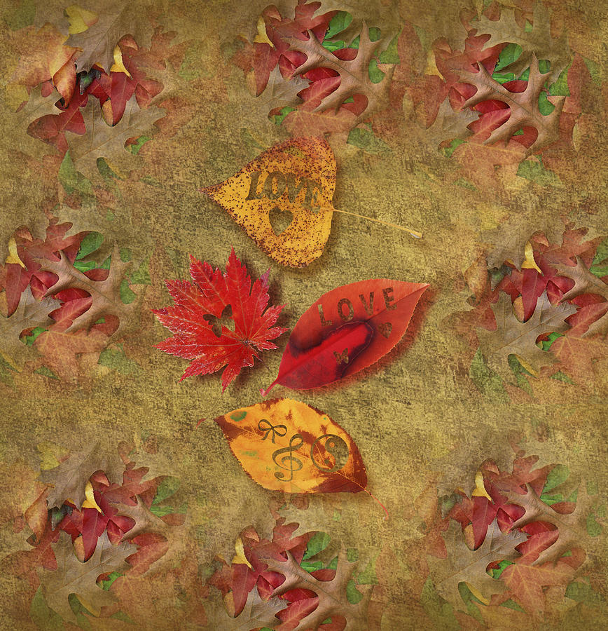 Golden Autumn Love digital artwork Painting by Georgeta Blanaru