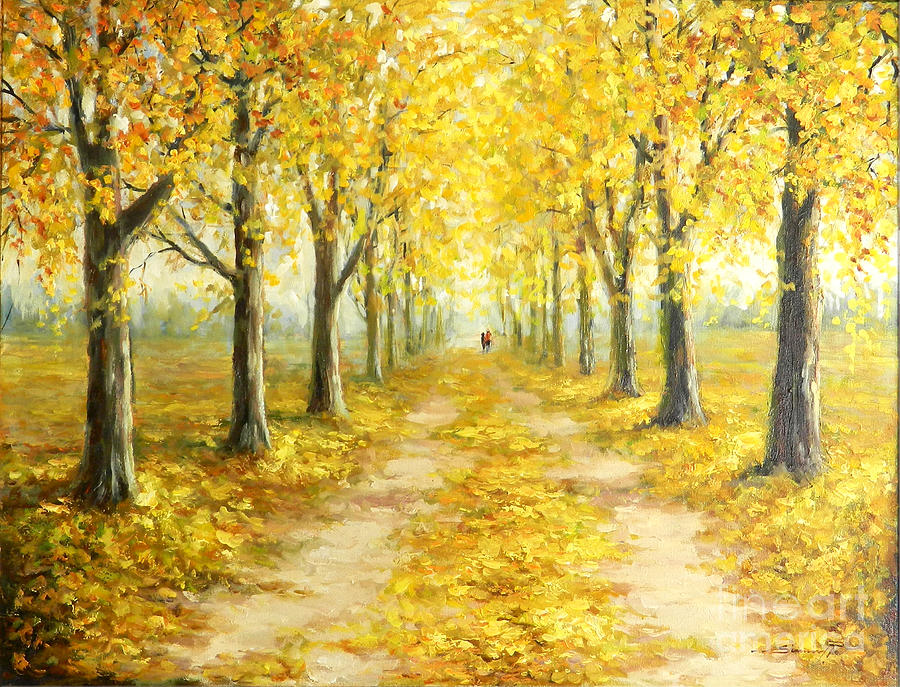 Impressionism Painting - Golden Autumn by Petrica Sincu