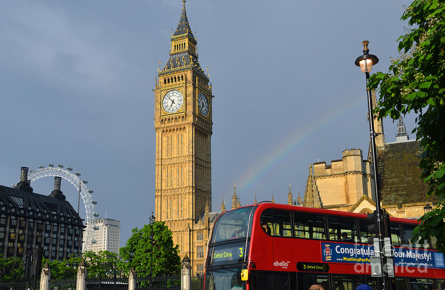 Fotografia Big Ben Clock Tower and London Bus - em