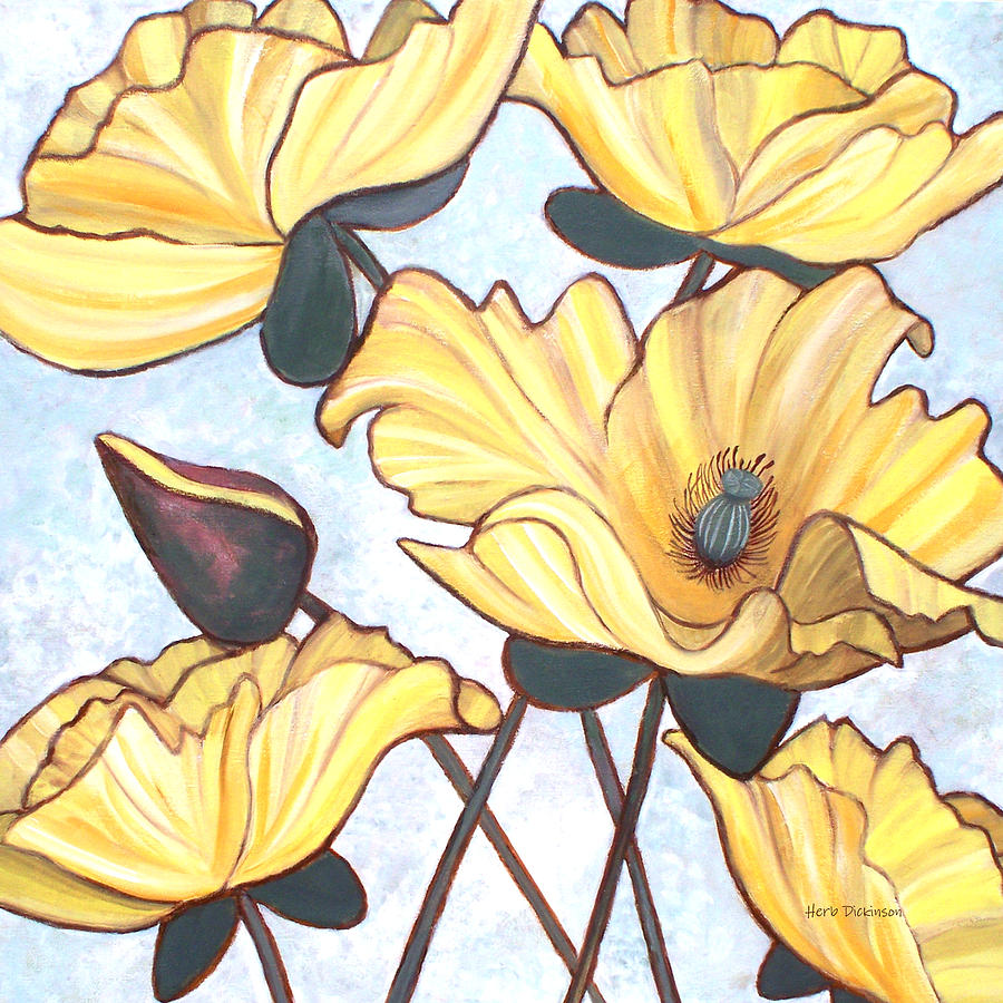 Golden Blooms Painting by Herb Dickinson