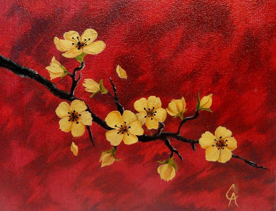 Flower Painting - Golden Blossoms by Carol Avants