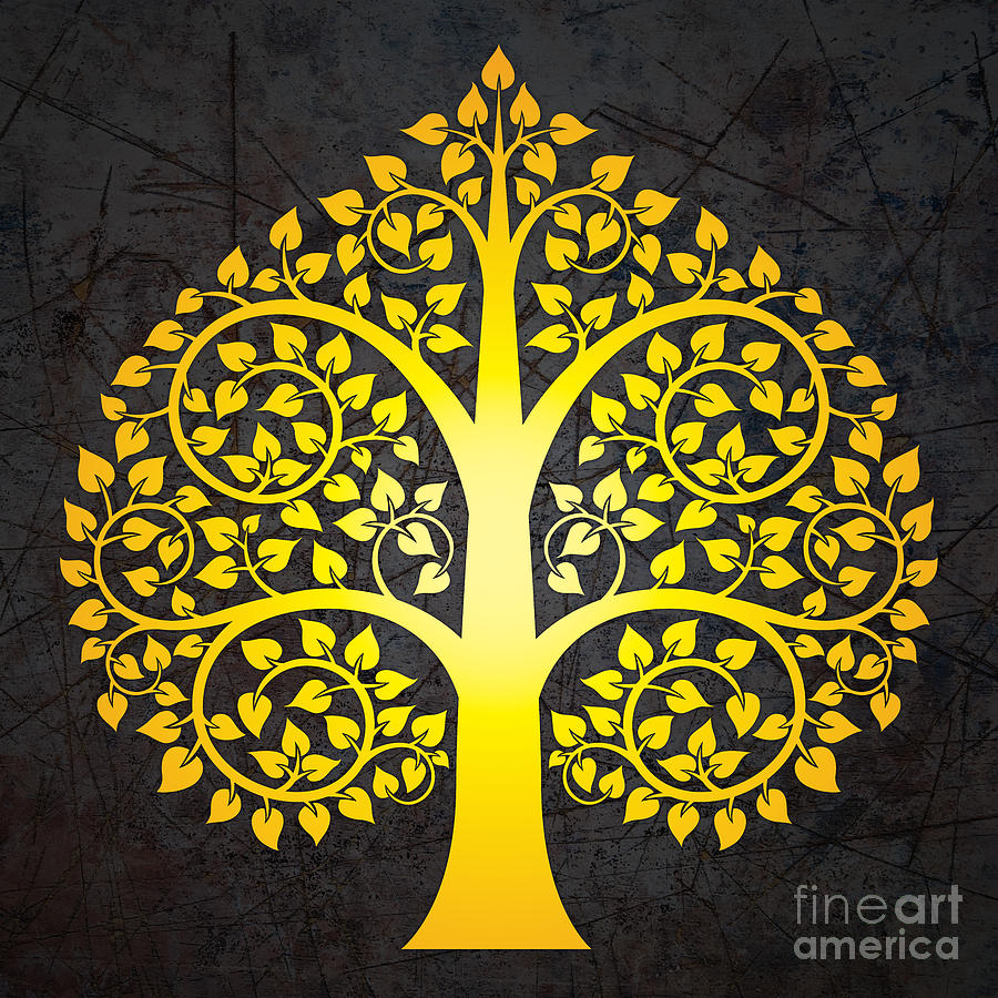 Golden Bodhi Tree No.3 Digital Art