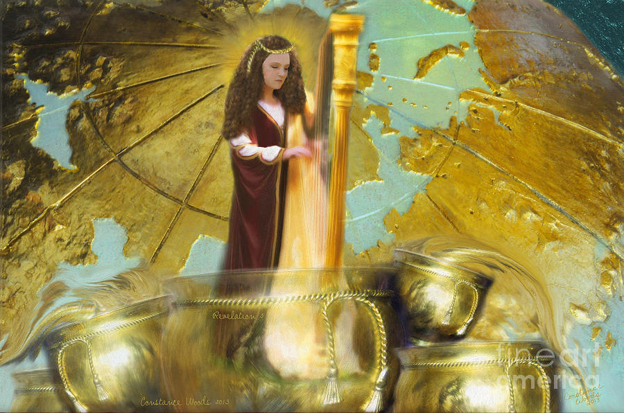 Inspirational Painting - Golden Bowls of Prayer by Constance Woods