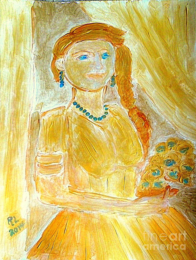 Golden Bride with Crossed Fingers 1 Painting by Richard W Linford