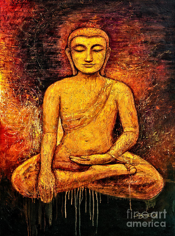 Golden Buddha 2 Painting by Shijun Munns