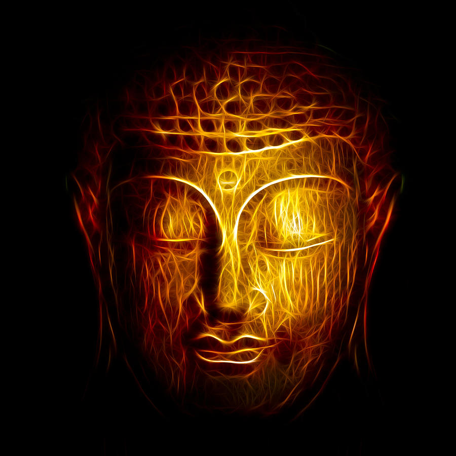 Buddha Digital Art - Golden Buddha Abstract by Adam Romanowicz