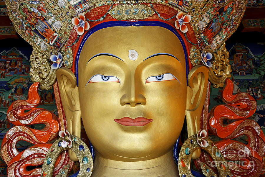 Golden Buddha Photograph - Golden Buddha Statue Ladakh by Robert Preston
