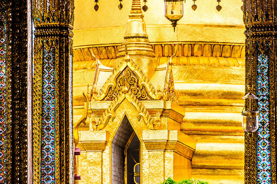 Buddha Photograph - Golden Chedi - Temple of the Emerald Buddha by Colin Utz
