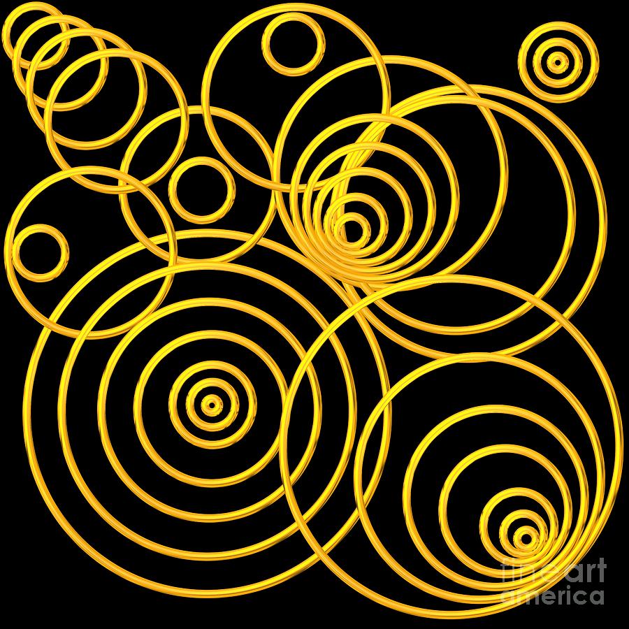 Golden Circles Optical Illusion Digital Art by Rose Santuci-Sofranko