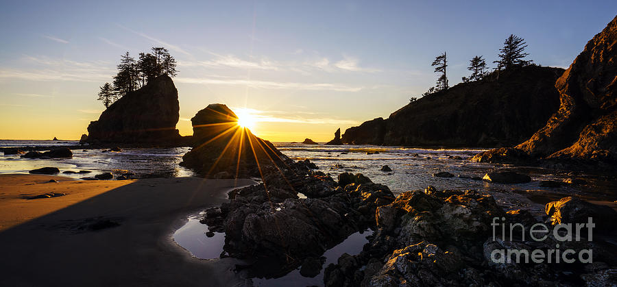 Washington Coast Photograph - Golden Coastal Sunset Light by Mike Reid