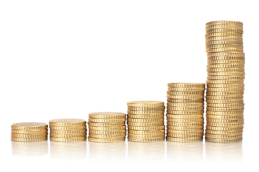 Golden coins raising chart Photograph by LdF Golden coins raising chart Photograph by LdF