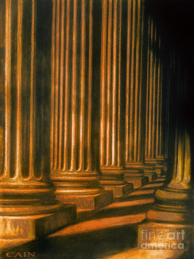 Golden Columns Art print Painting by William Cain